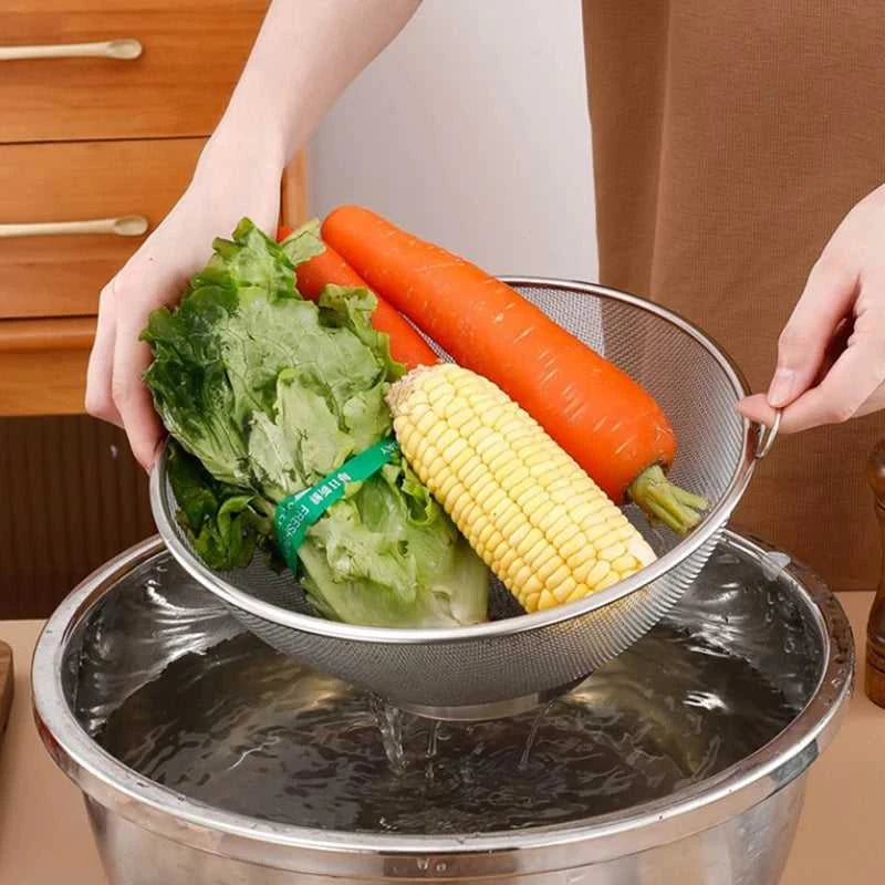 New Stainless Steel Flour Sieve Sifter Colander Drain Basket Food Filter Juice Strainer Noodle Drainer Skimmer Kitchen Tools The jack market .AU The jack market .AU Home $ 25 14:10#26cm