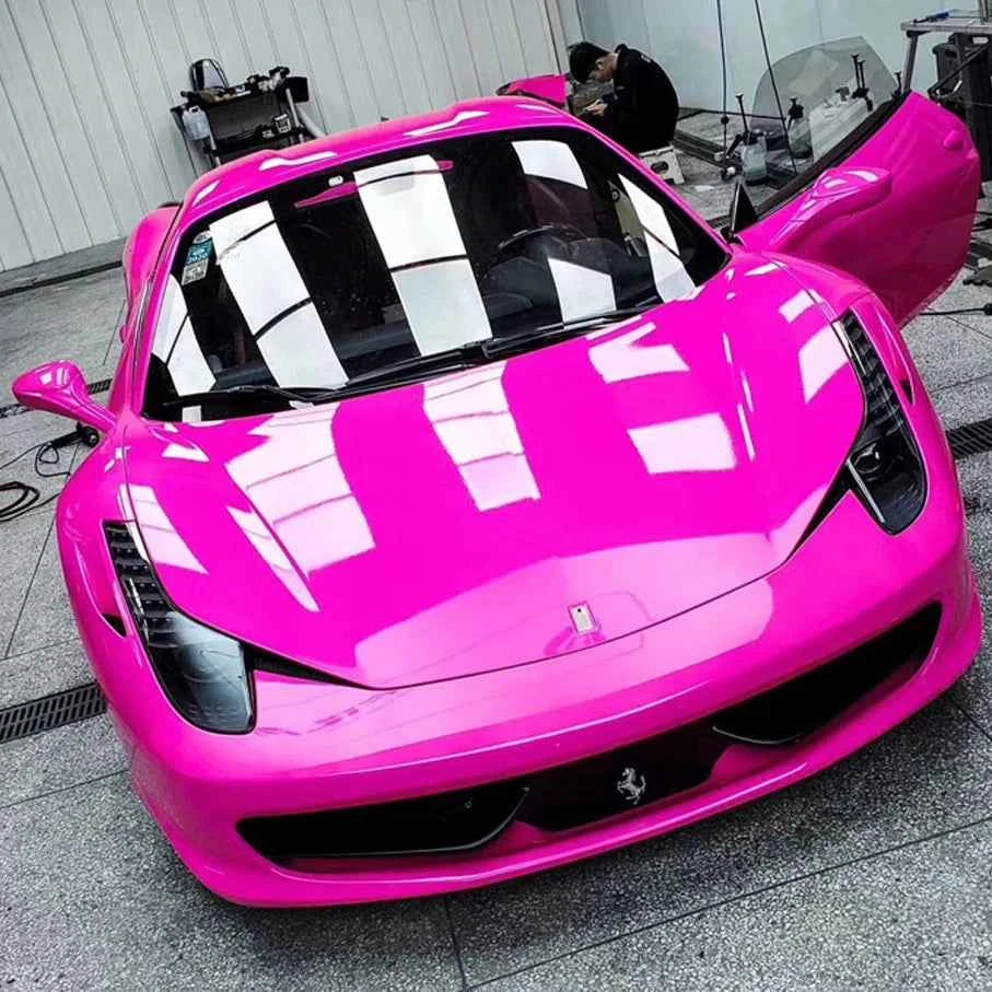 Premium Car Styling Glossy Fluorescent Yellow Vinyl Sticker Glossy Fluorescent yellow Vinyl Wrap Self Adhesive Sticker