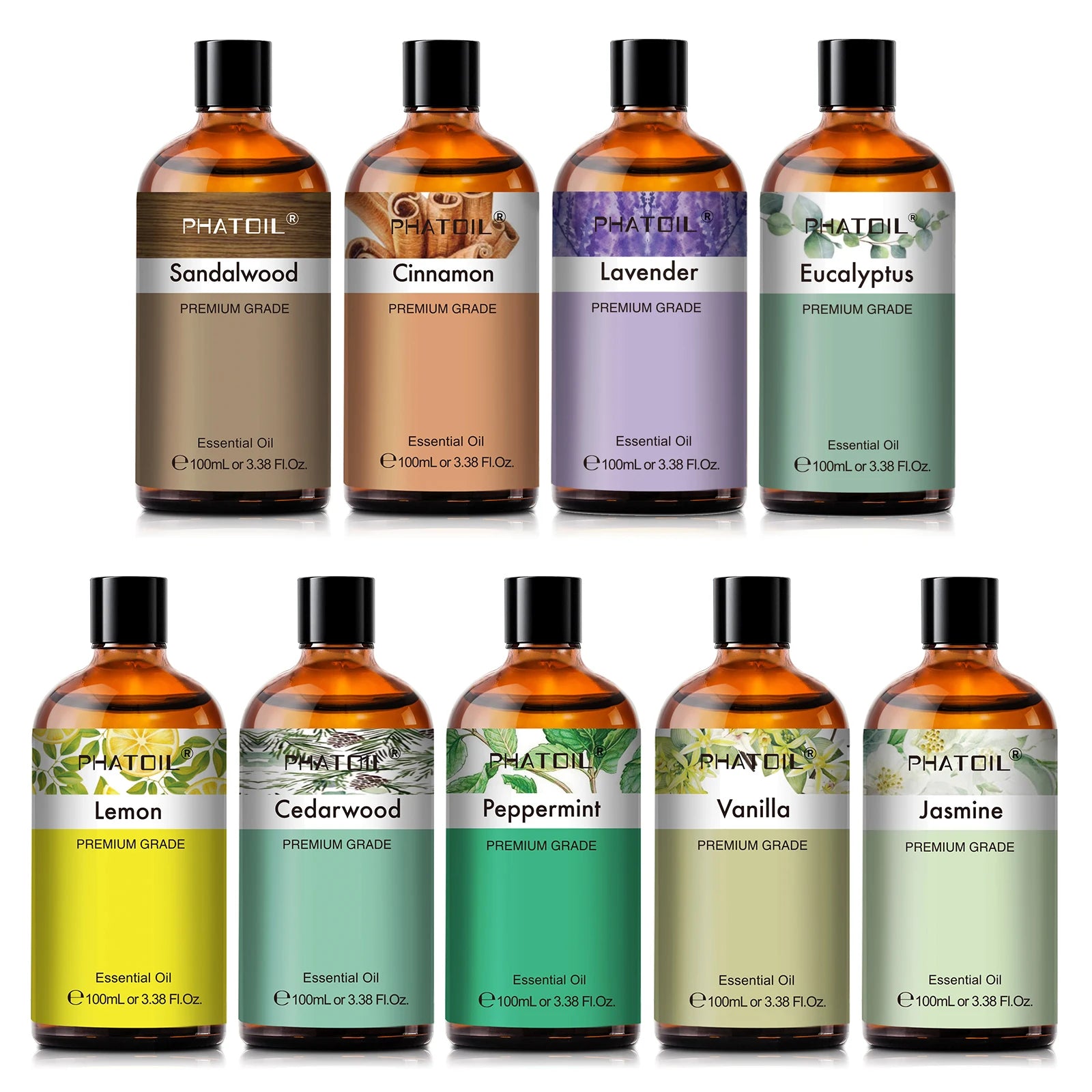 PHATOIL Aromatherapy Essential Oil For Skin Care,Diffuser,Massage & Candle Making-100ml Lavender Cinnamon Eucalyptus Aroma Oils - Jack market 1988Jack Market 1988