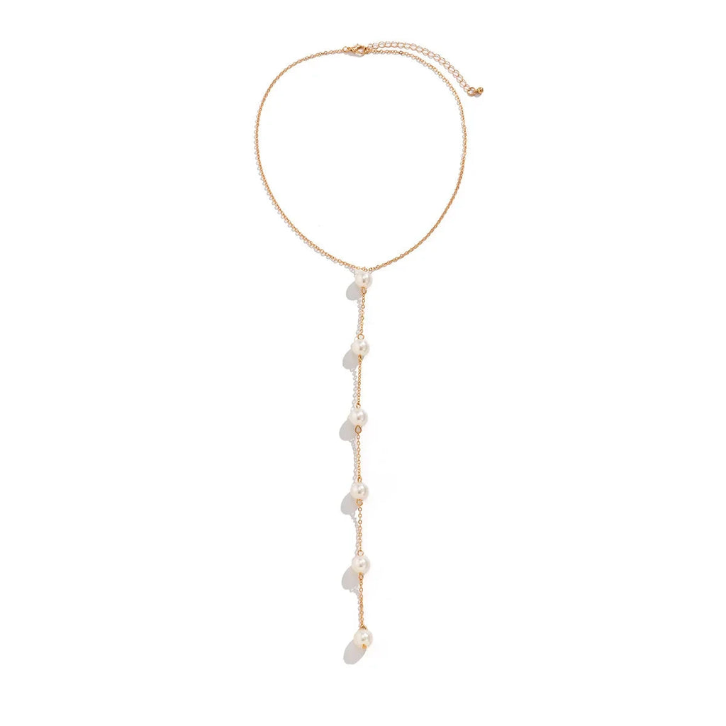 IngeSight.Z Simple Long Imitation Pearls Back Necklace For Women Sexy Tassel Harness Bikini Chest Chain Body Jewelry Mujer The jack market .AU The jack market .AU Jewellery & Chains $ 48 200001034:203027829#JS05178