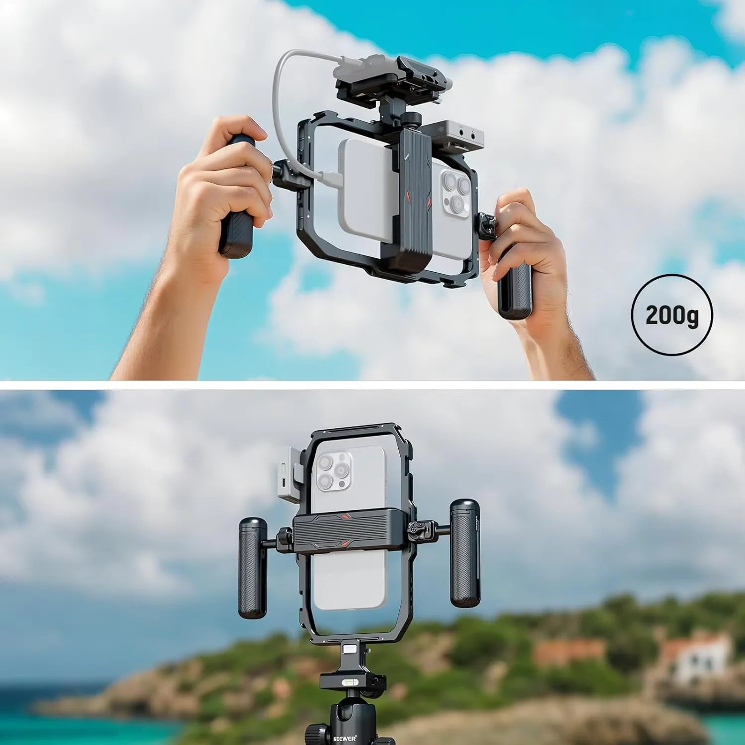 NEEWER Universal Phone Cage, Smartphone Video Rig with Quick Release Mounts Cold Shoes for Videomaker Filmmaking Vlogging