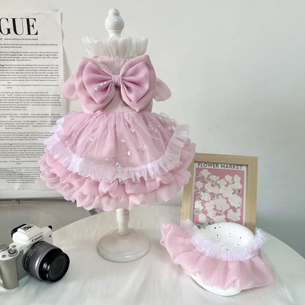 2026 Spring Cute Pink Princess Dress For Small Medium Dogs Chihuahua Yorkshire Pet Dog Clothes Handmade Cotton Lace Bow Skirts