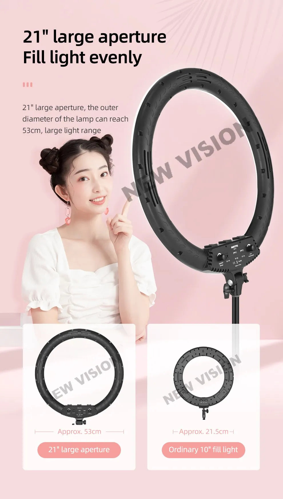 AMBITFUL 18" 21" 50W LED Ring Light Annular Lamp Bi-color 3000K-6000K  + Remote Control for Video YouTube Ringlight Makeup Light