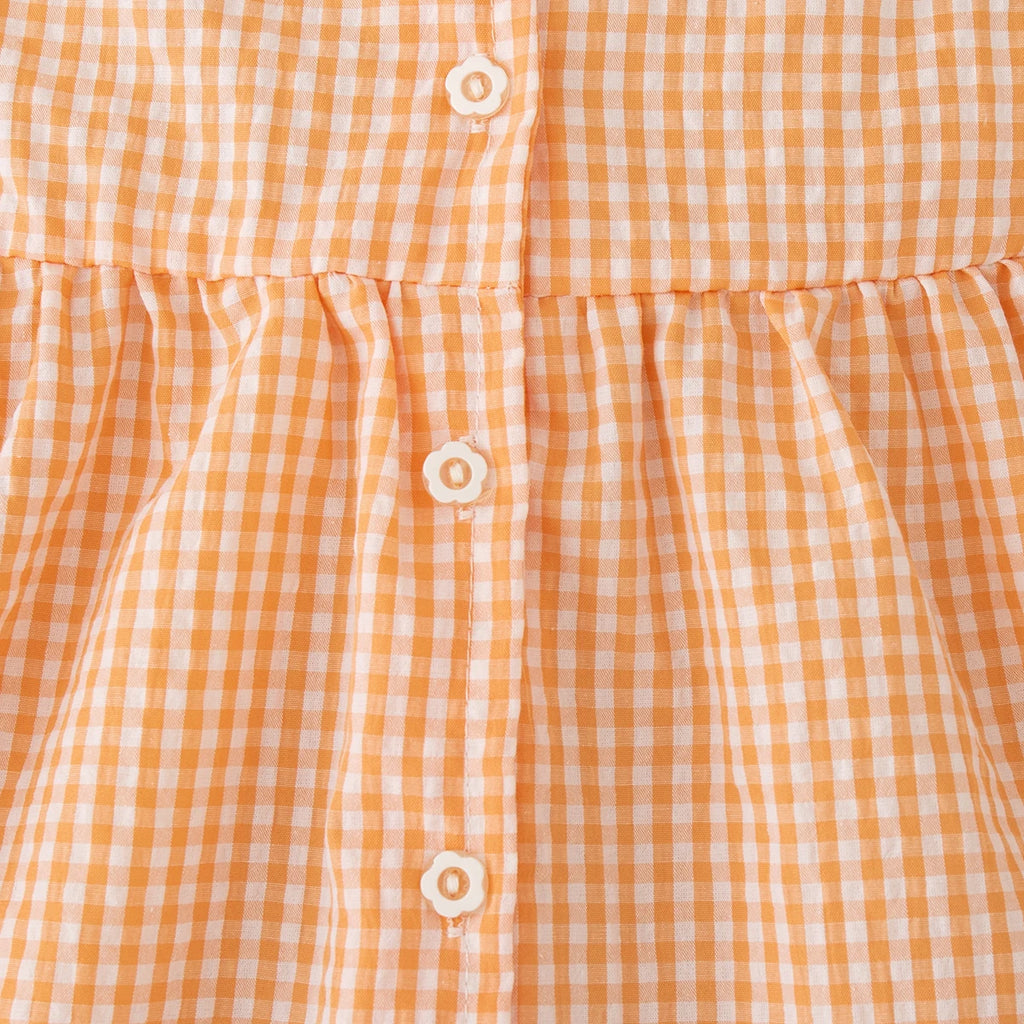 (0-3 Year Old Checkered Baby Girl Dress) Summer New Sweet White Petal Collar Children'S Sleeveless Clothes Free Package