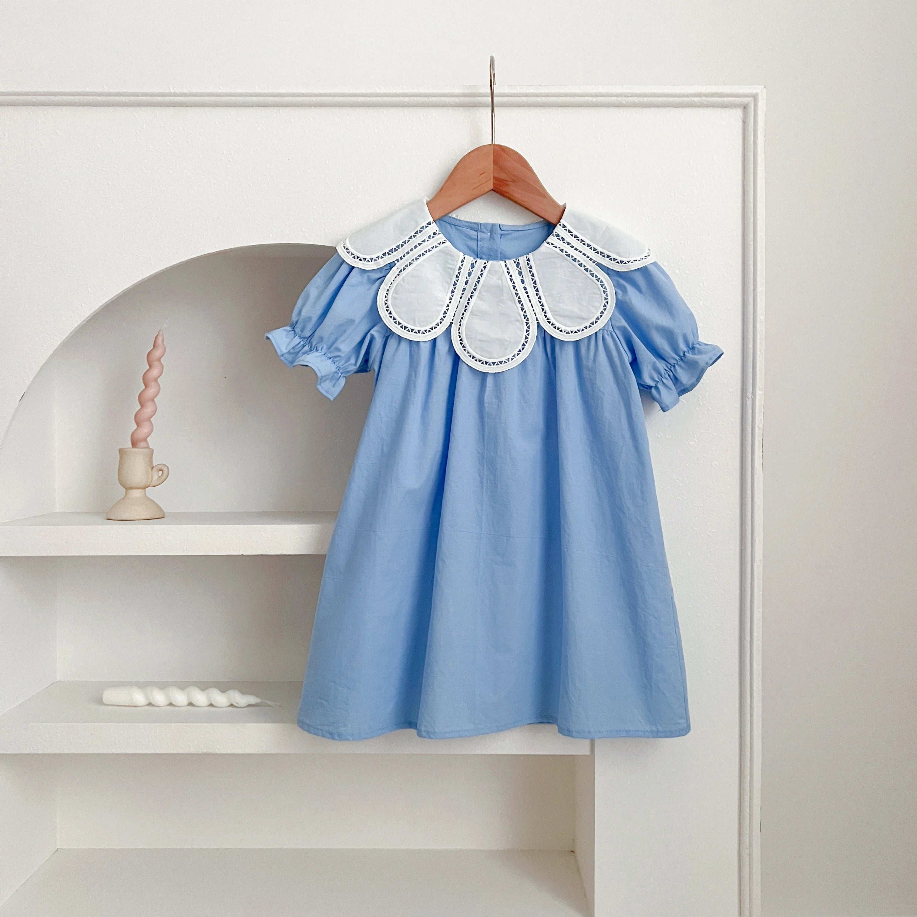 Sisters Dress Summer Kids Princess Dresses Short Sleeved Cotton Solid Color Splicing Infant Baby Romper Baby Girl Party Dress