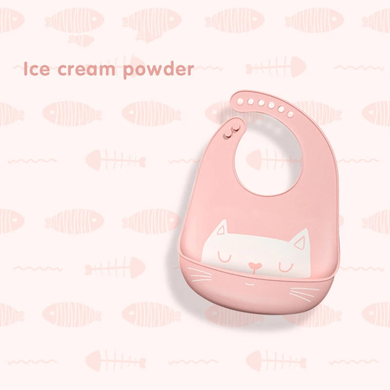 Silicone Baby Bib Waterproof Kids Boy Girl Feeding Stuff Adjustable Feeding Apron Food Grade Cartoon Burp Scarf Toddler Burp Bib