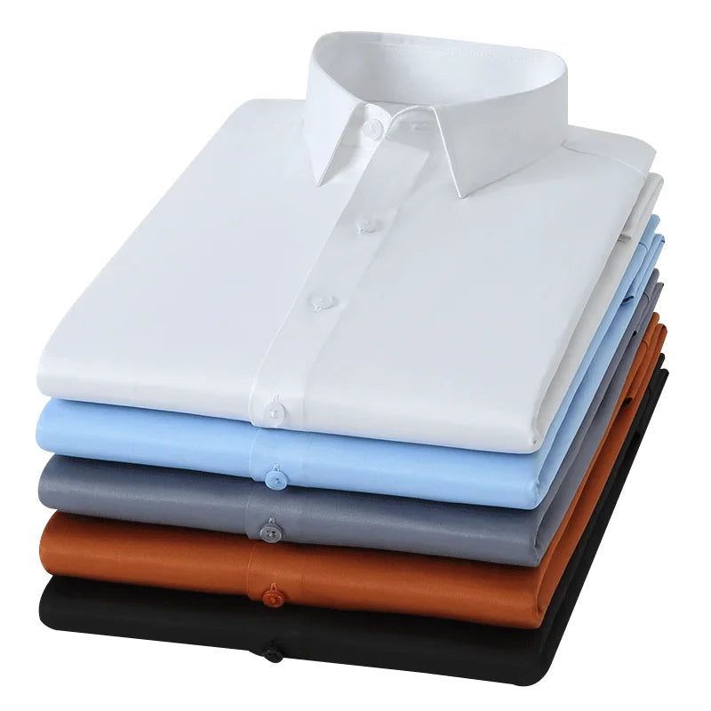 New Spring and Autumn Social Dress Ice Silk Long Sleeve Men's Shirt Business No Iron Casual Fit Pure White High Quality The jack market .AU The jack market .AU Men Fashion $ 41 14:771#21;5:100013888