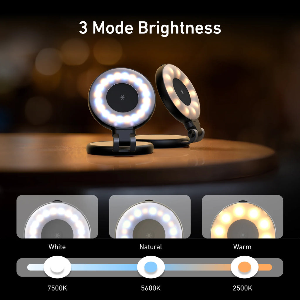 TELESIN Magnetic Fill Light Mini Selfie Light 3 Modes Adjustable Brightness with iPhone Magsafe 360° LED Selfie Ring Fill Light