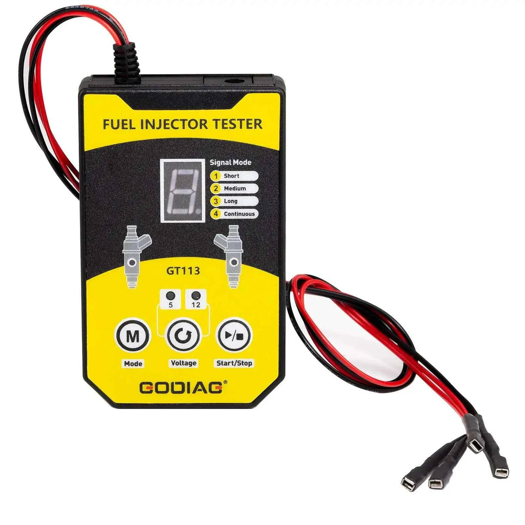 GODIAG GT113 Universal Fuel Injector Tester Cleaner Cleaning Tool with 6 Sizes of Adapters 8 Pulse Modes for Cars Motorcycle