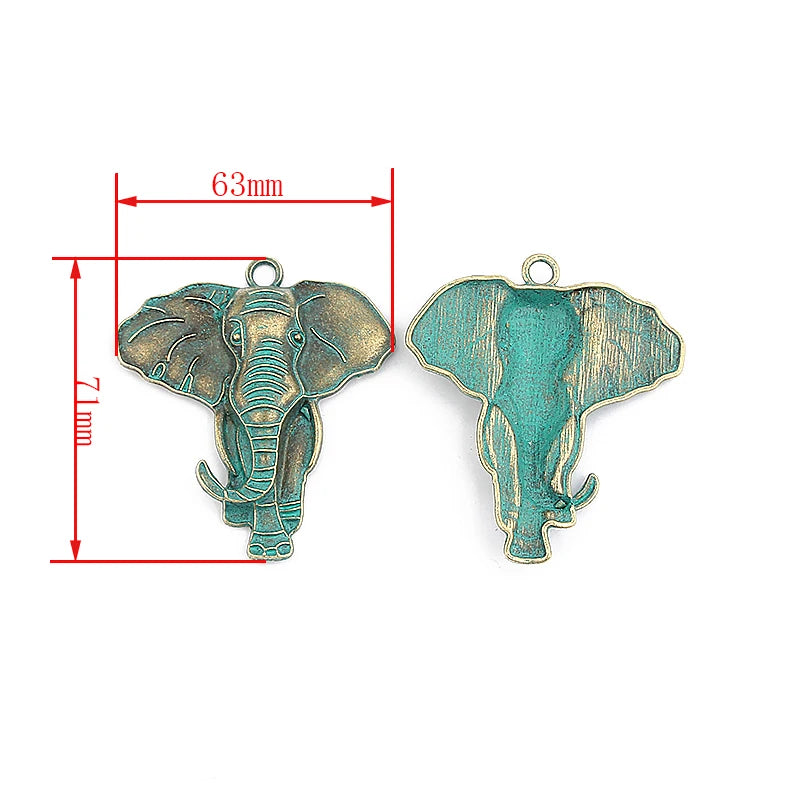 2pcs/lot Verdigris Patina Elephant/Heart/Leaf/Flower/Dragonfly/Butterfly/Swirl/Wing Pattern Pendant Fashion Jewelry Material