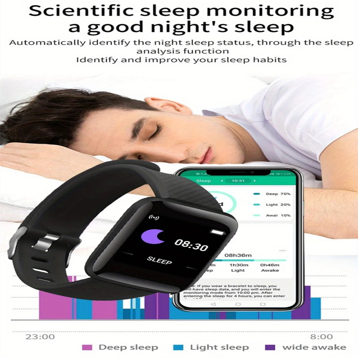 Multifunctional Smart Watch D13 for Men & Women - Bluetooth Fitness Tracker, Music Player, Sleep Monitor & Sports Bracelet