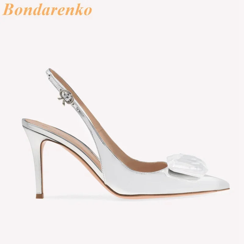 Square Buckle Singback Pumps Thin High Heel Sexy Pointed Toe Slip On Fashion 2024 Spring Summer Women Dress Shoes