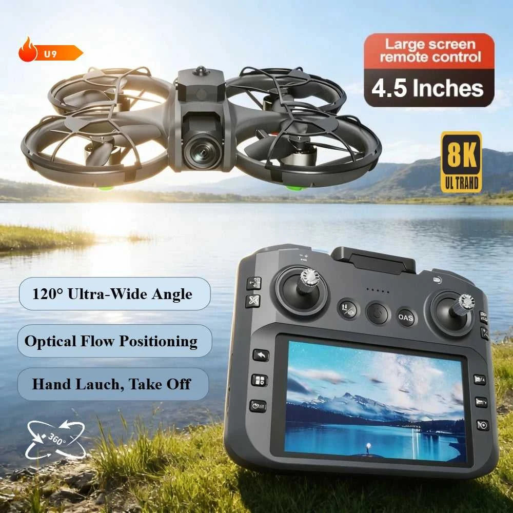 New U9 Aerial Drone 4.5-inch Large Screen RC 8K HD Electronic Adjustment Camera Hand Launch Intelligent Photography Aircraft The jack market .AU The jack market .AU Drones $ 115 14:193#U9-Brushless-8K