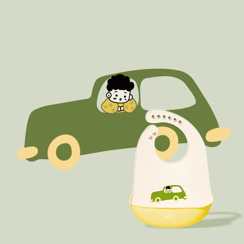 Silicone Baby Bib Waterproof Kids Boy Girl Feeding Stuff Adjustable Feeding Apron Food Grade Cartoon Burp Scarf Toddler Burp Bib