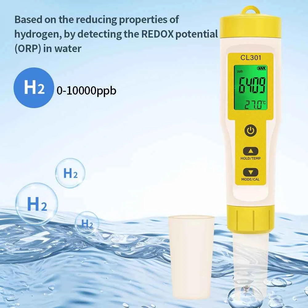 Multifunctional Chlorine Testing Pen 2/3/4/5 in 1 Water Quality Tester CL2 TEMP pH H2 ORP Measuring For Aquarium Swimming Pool