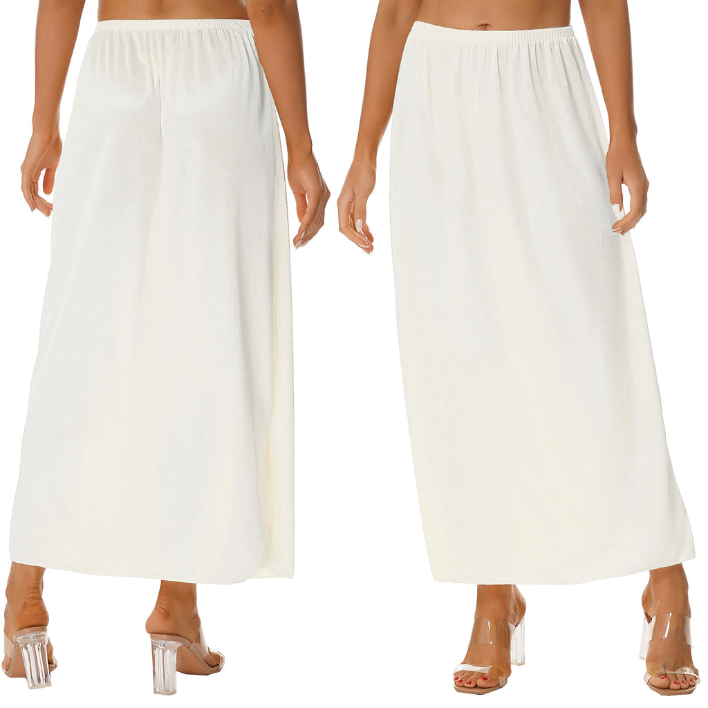 Womens Petticoat Skirt Solid Half Slip Underskirt Summer Elastic Waist Inner Lining Midi Skirt Long Underskirt for Party Dress