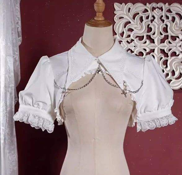 Gothic Lolita JSK Dress with Bow & Spaghetti Straps - Chic Mini Dress & Waistcoat Set for Sweet Style