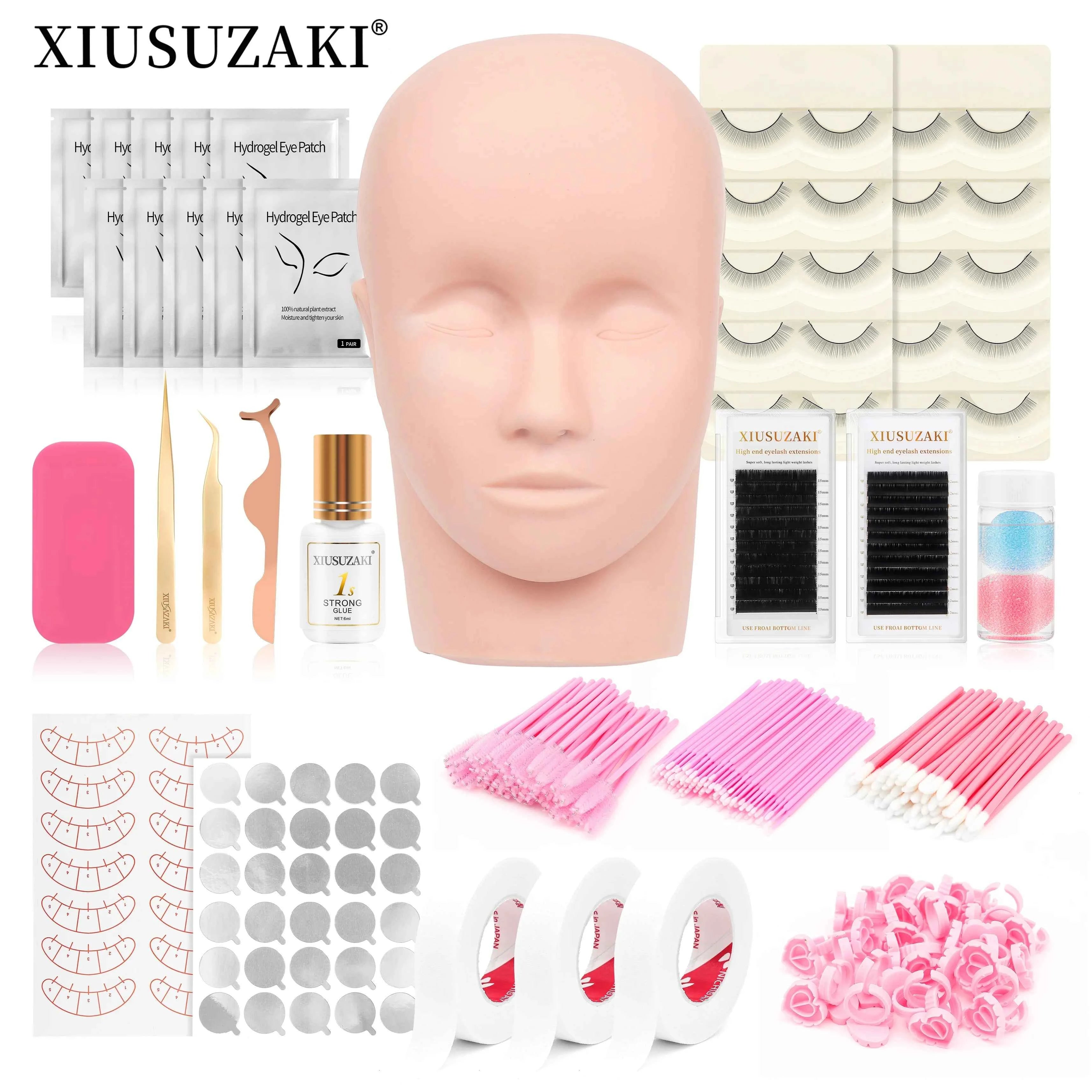 XIUSUZAKI False Eyelash Extension Kit Set for Beginner Practice Kit Supplies Lash Accessories Makeup Set