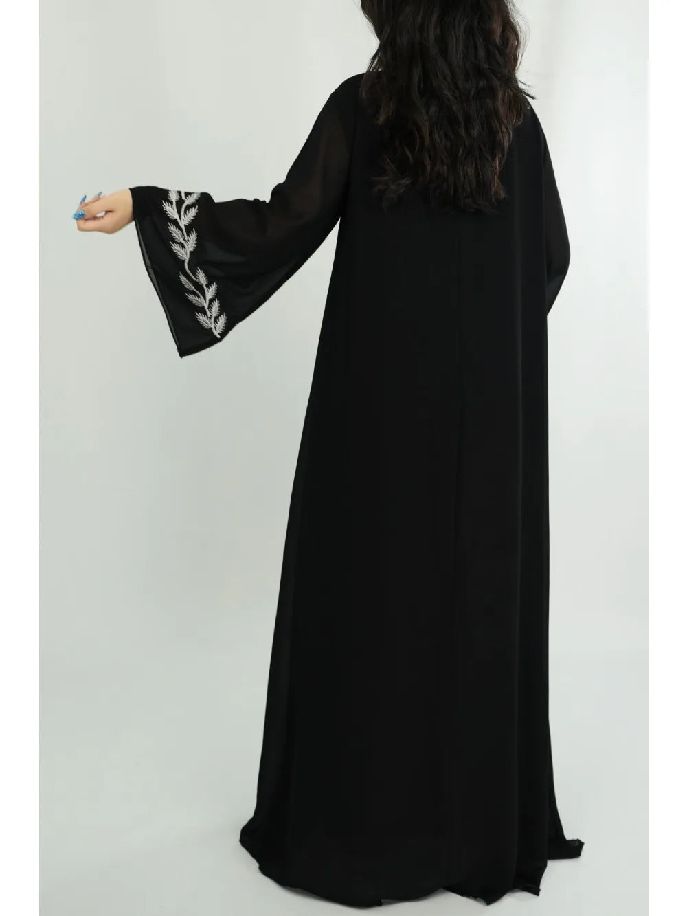 Women's Embroidery Abaya with Scarf – 2-Piece Muslim Dress Set