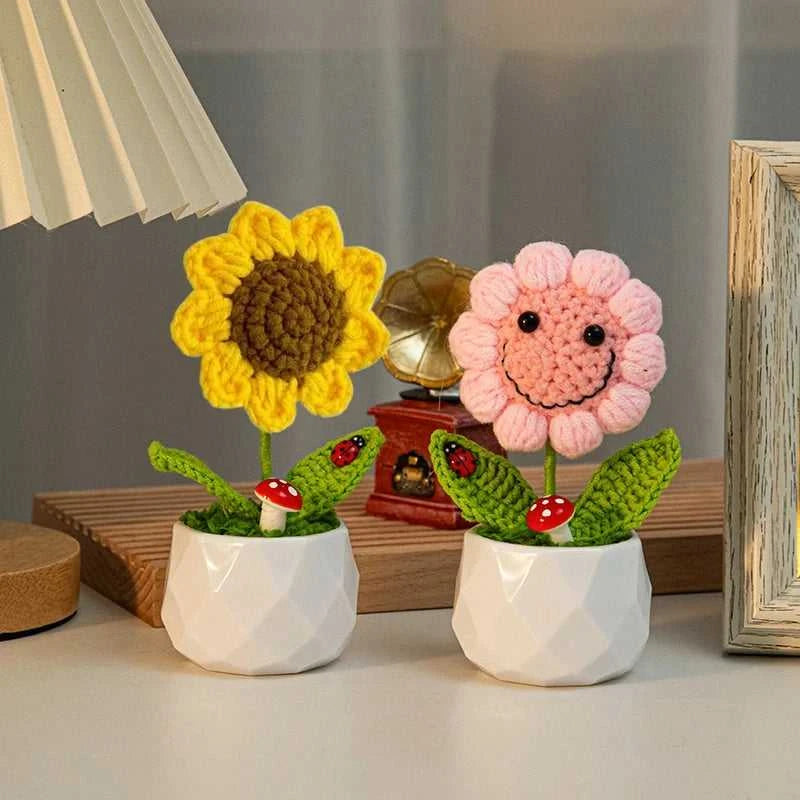 Sunflower Crochet Flower Artificial Hand Woven Flowers Finished Girasol Crochet Plants Wedding Guest Gifts Desktop Decoration The jack market .AU The jack market .AU $ 23 14:200013901#S27