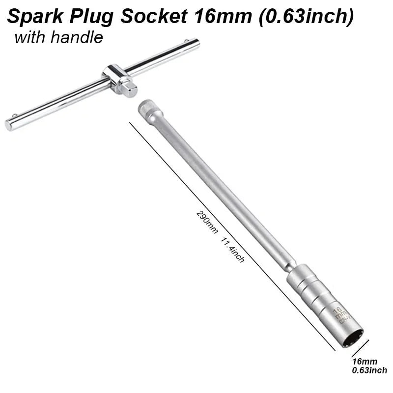 Spark Plug Socket Key Magnetic Tool Wrench Swivel Long Extension Install Replace Repair Kit Torque Remove Gap 14mm 16mm Auto Car
