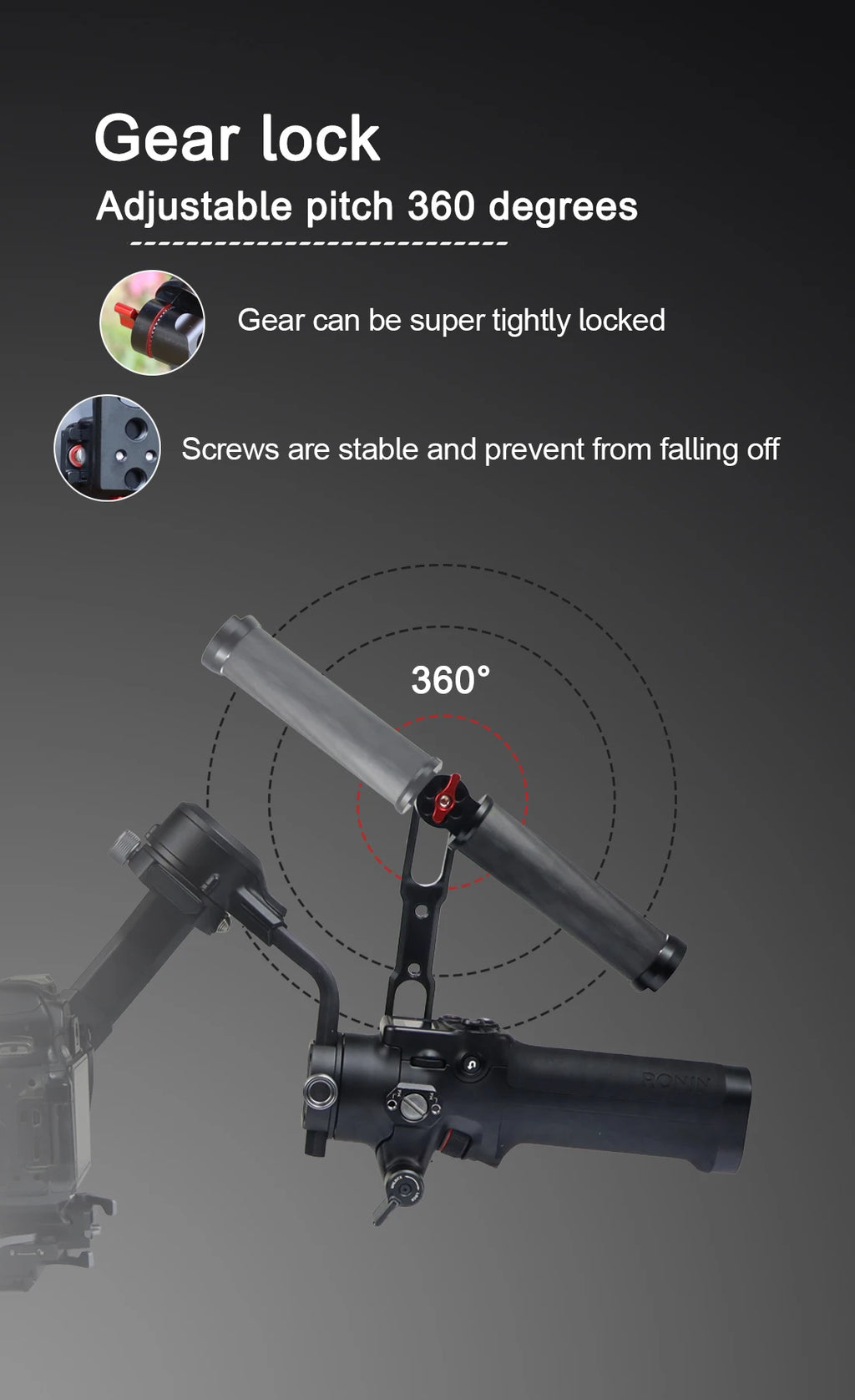 Carbon Fiber L Bracket Handle Grip Foldable Cold Shoe Mount Clamp for DJI Ronin RS3 RS4 Mini RS2 RSC2 Handheld Gimbal Stabilizer