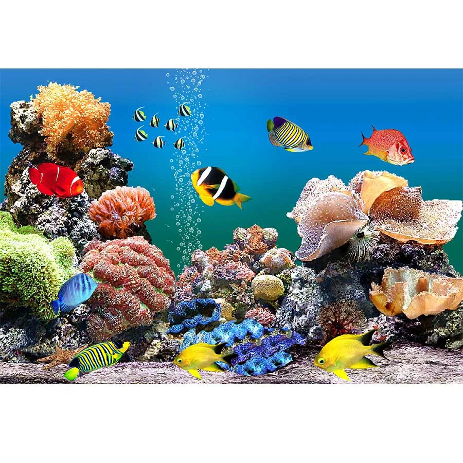 Underwater World Dolphin Coral Seaweed Seabed Aquarium Theme Photography Background Children Birthday Party Decor Backdrop