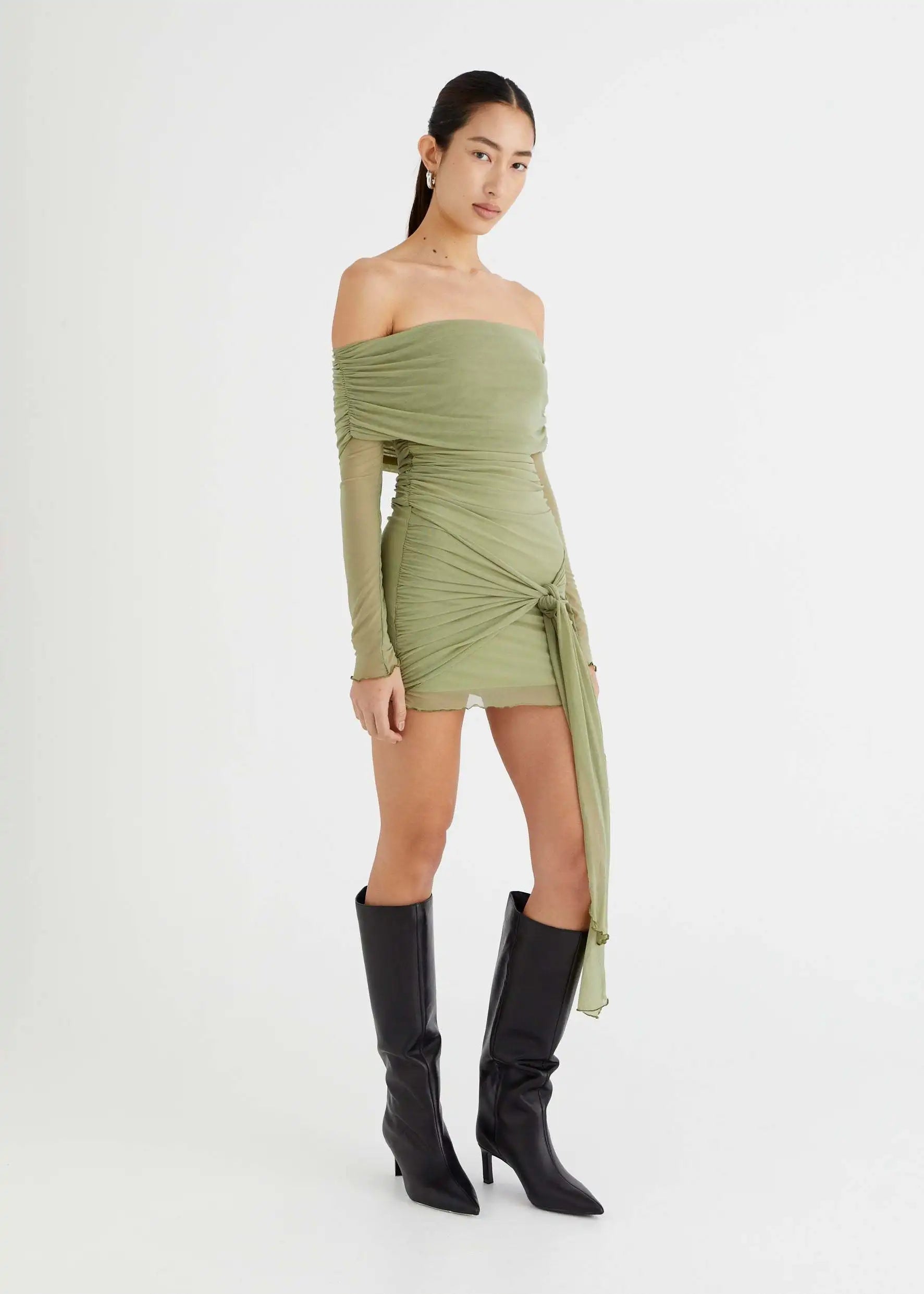 Articat One Shoulder Mesh Dress - Double Layered, Pleated Skirt for Women - Perfect for Vacation & Party