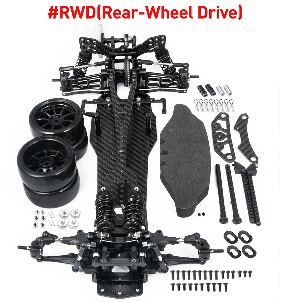 AXSPEED Alloy & Carbon Fiber Sakura D5S Frame Chassis Kit Remodel Belt Drive Upper Deck Adjustable Height for 1/10 RWD Drift Car