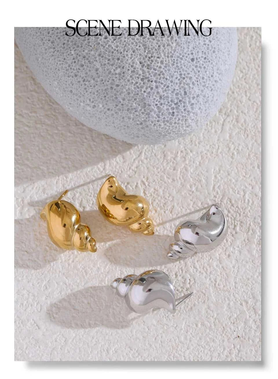 Yhpup Ocean Element Stainless Steel Metal Texture Conch Stud Earrings for Women Popular Summer Holiday Jewelry Bijoux Femme The jack market .AU The jack market .AU Jewellery & Chains $ 53 200001034:361181#YH5129A Platinum