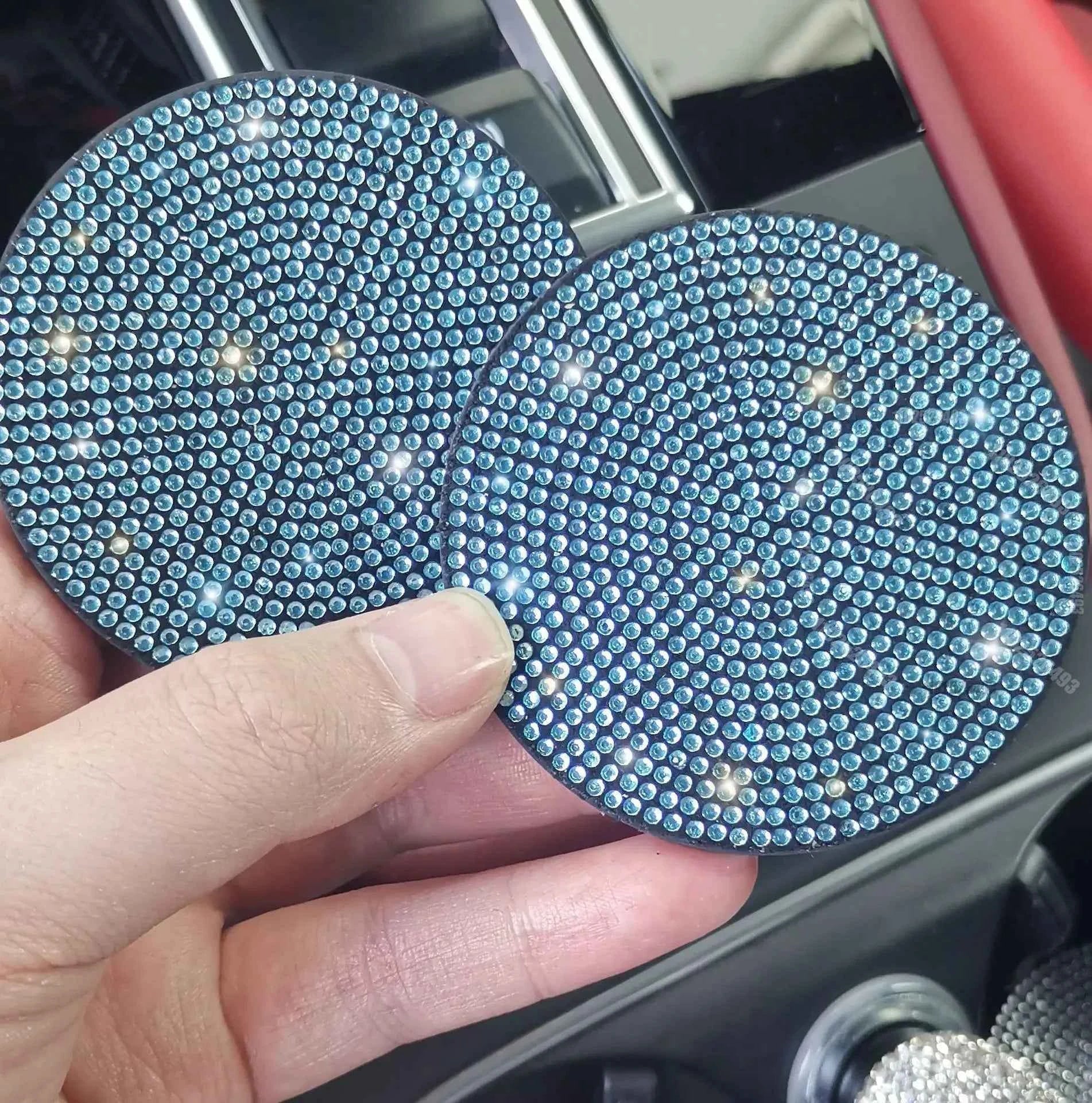 2Pcs Diamond Car Coaster Water Cup Slot Non-Slip Mat Bling Gadget Silica Pad Cup Holder Mat Auto Interior Decoration Accessories