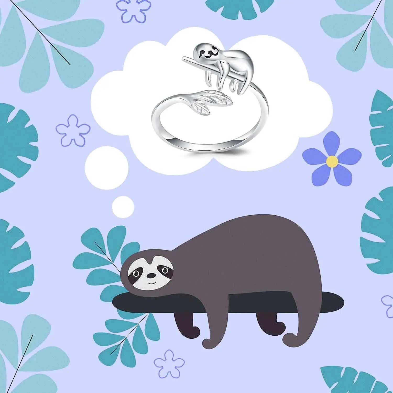 Harong New Fashion Lifelike Cute Sloth Ring Size Adjustable Animal Rings for Girl Women Men Party Jewelry Accessories Gift The jack market .AU The jack market .AU Jewellery & Chains $ 51 200000369:3434;200000783:29#1pcs