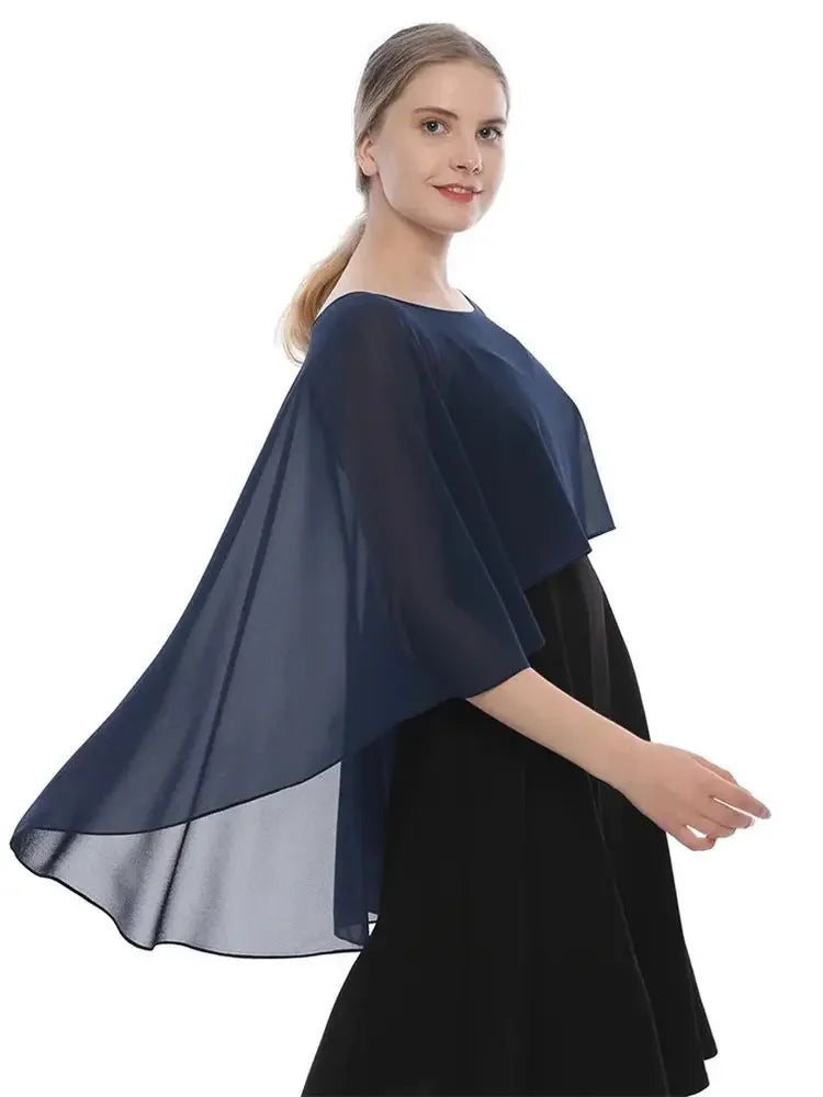 Women Chiffon Capes Shawl Ladies Evening Wedding Party Capes Shrug Ladies Bridal Lightweight Long Shawl and Wraps Dress Cover Up