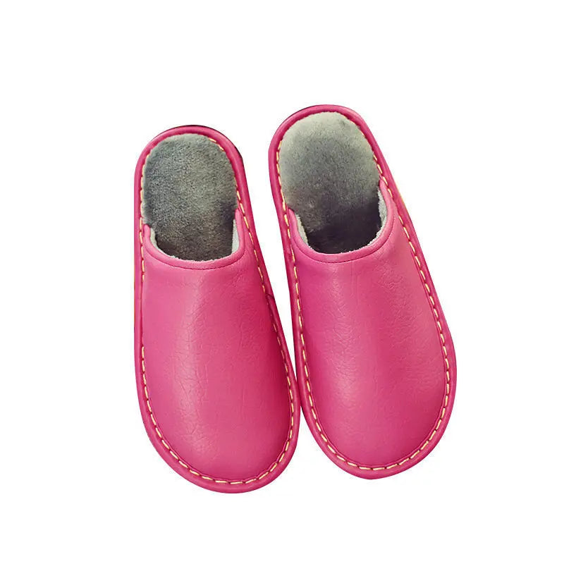 Soft Short Plush Men's Slippers Plus Size 44-45 Indoor Leather Slippers Winter Fashion Shoes 2026 New Unisex Home Slippers