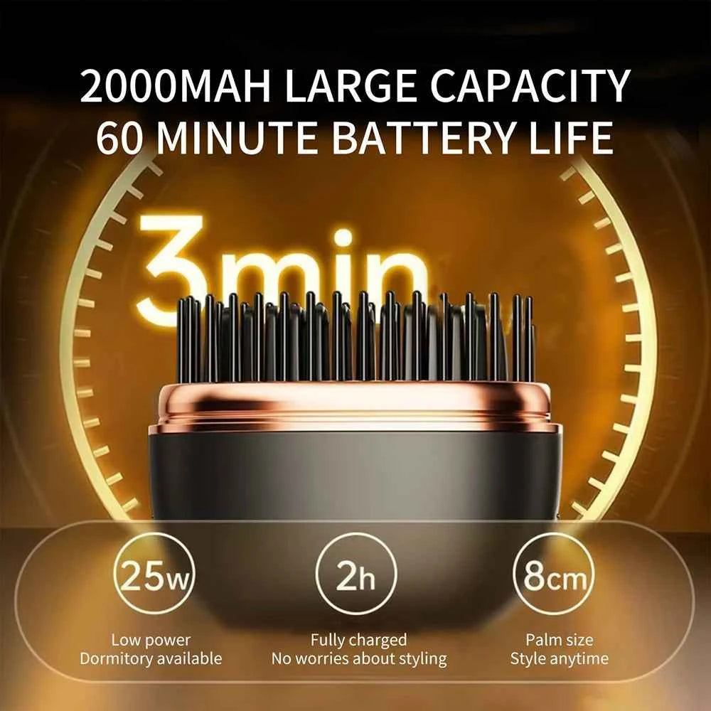 New Wireless Straightening Comb Portable USB Charging Hair Straightener Brush Heating Plates Comb for Smooth Styling Hair Styler