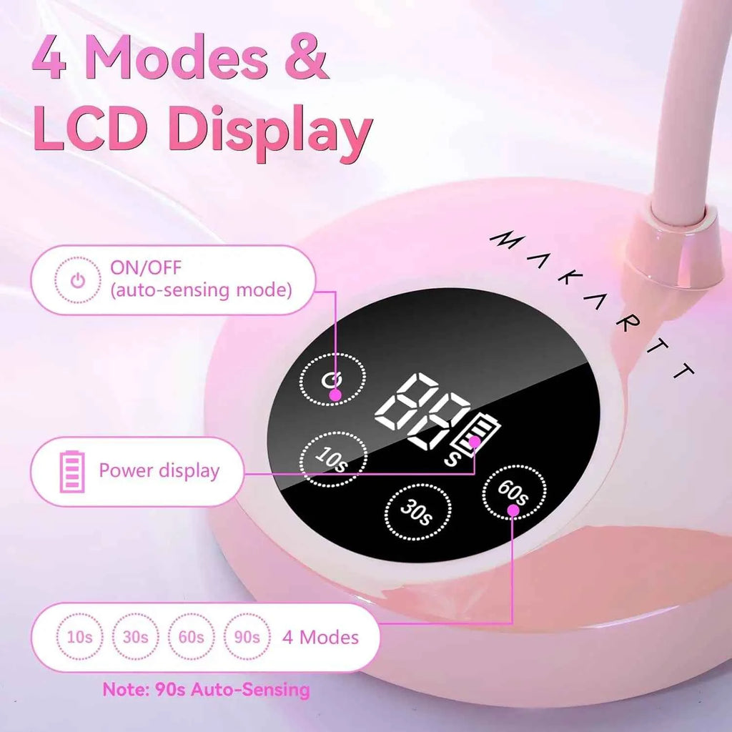 Makartt Mini UV LED Nail Lamp - Rechargeable & Fast-Curing Gooseneck Design for Perfect Gel Nails at Home