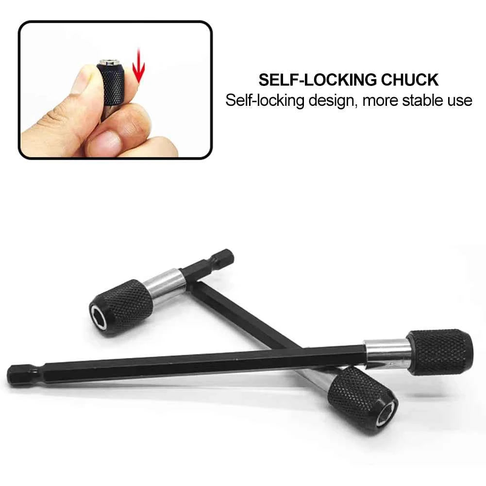 BrandName Self-Locking Hex Shank Screwdriver Bit Holder - Quick Release Magnetic Extension Rods (60/100/150mm)