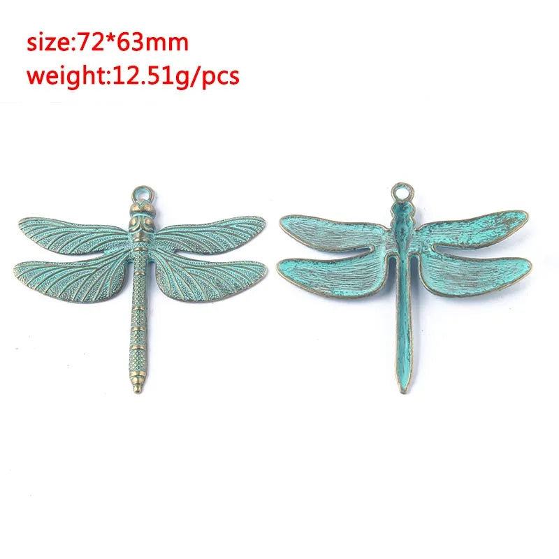 2pcs/lot Verdigris Patina Elephant/Heart/Leaf/Flower/Dragonfly/Butterfly/Swirl/Wing Pattern Pendant Fashion Jewelry Material