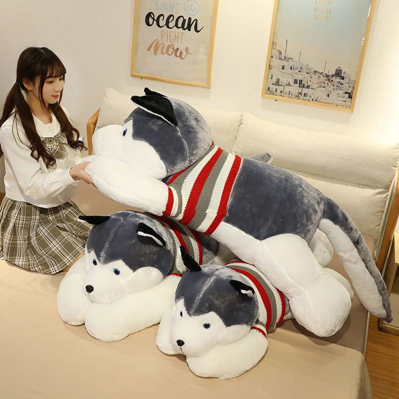 120CM Cute Soft Kawaii Huge Husky Plush Toys Dog Stuffed  Animals Long Pillow Doll For Kids Girlfriend Birthday Gift Home Decor