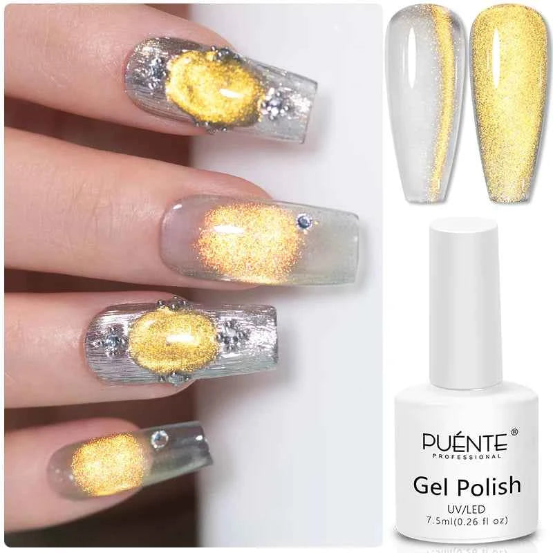 BrandName Chrome Mirror Effect Gel Polish - 5ml Golden Silvery Metallic Liner for Stunning French Nail Art