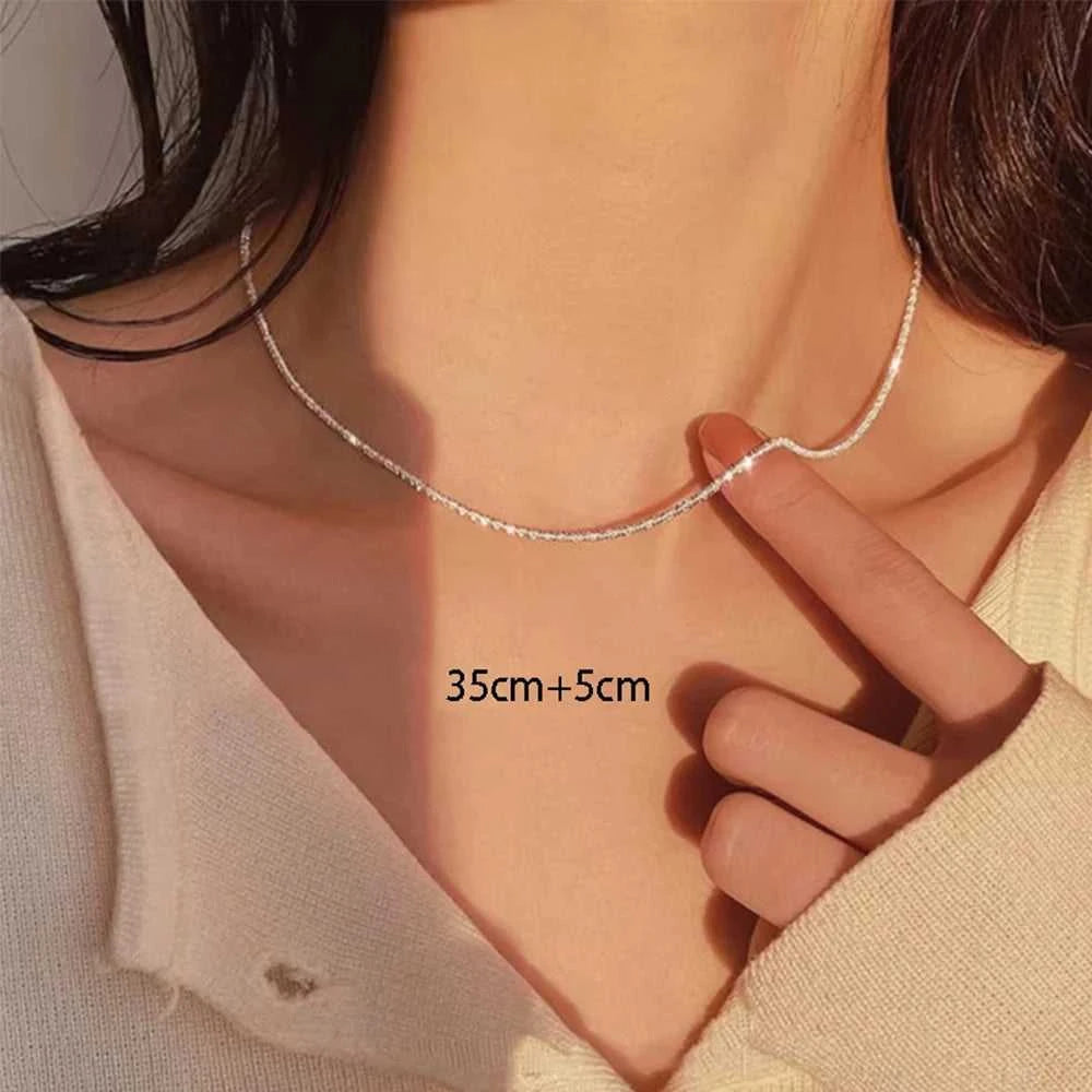 Silver Color Sparkling Necklace For Women Trendy Clavicle Chain Choker Girls Korean Wedding Party Jewelry Accessories The jack market .AU The jack market .AU Jewellery & Chains $ 47 200001034:361180#A