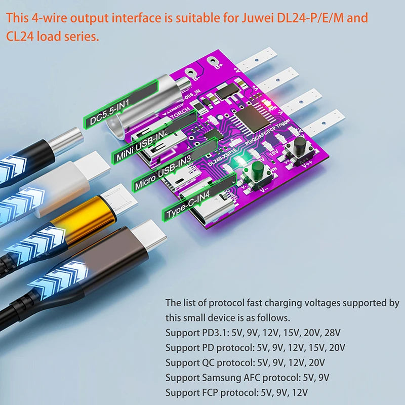 1pcs Type-C PD3.1 Fast Charging Protocol 4-Wire Test Board Voltage Meter Deceiver 140W Charger Aging Tool For DL24 Load Tester - Jack market 1988Jack Market 1988