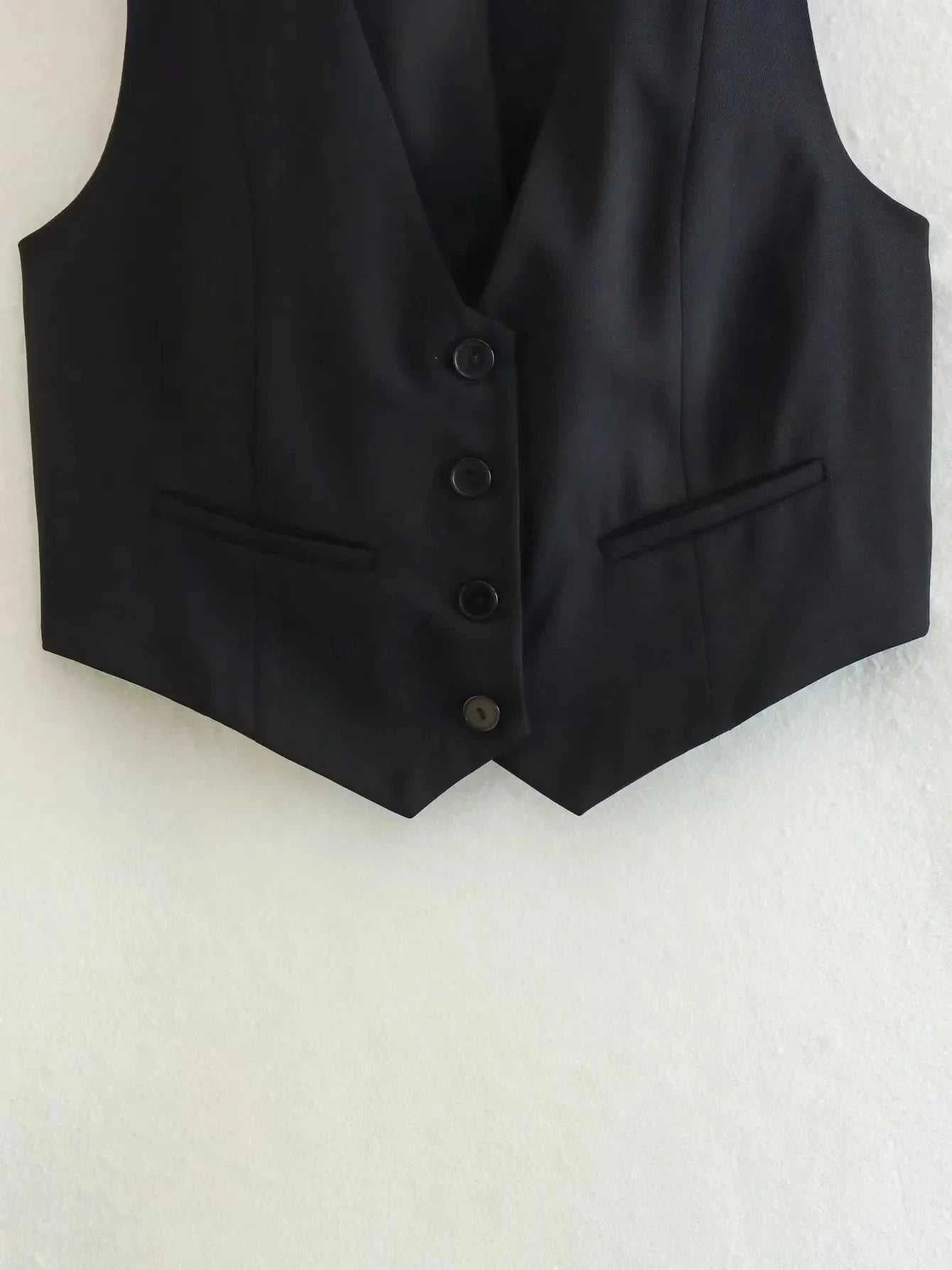 Women's Sleeveless Cropped Blazer Vest – Slim Fit V-Neck Waistcoat for Office & Casual Wear The jack market .AU The jack market .AU Woman Fashion Tops $ 54 14:173#Navy;5:100014065