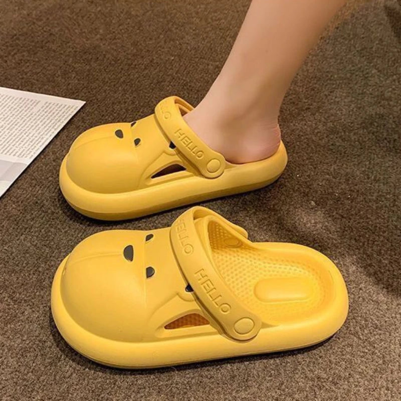 Shoes for Women 2025 Kawaii Cute Woman Slippers Round Toe Animal Cartoon Sandals Anime Slides Home Men Summer Mules House Indoor