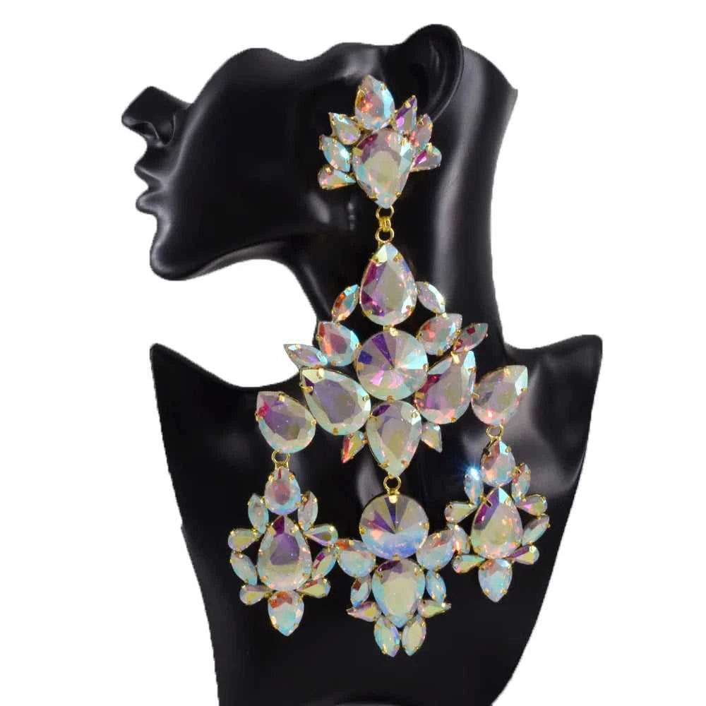 CUIER 22cm Huge Size Drop Pendant Earrings Clip on Drag Queen Jewelry Crystal AB TV show Accessories Men's Earrings Fashion The jack market .AU The jack market .AU Jewellery & Chains $ 122 200001034:200003699#AB silver