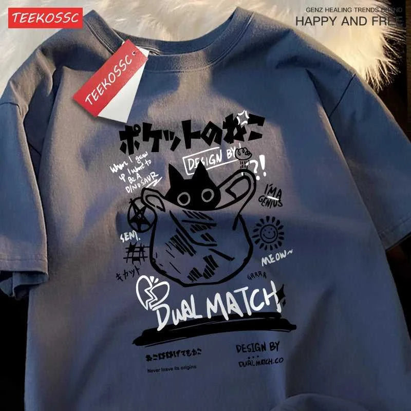 Japanese Fun And Cute Harajuku Cat Clothes Men Women Cotton Tops Creativity Casual T Shirts Cartoons Loose Couple Short Sleeve The jack market .AU The jack market .AU Men Fashion $ 27 14:350850#Pink;5:100014064
