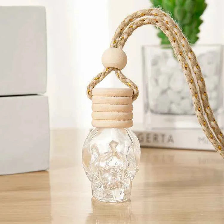 10pcs 10ml Empty Glass Essential Oil Diffuser Bottle with Lid for Car Air Freshener Vent Clip Portable Perfume Fragrance Bottle