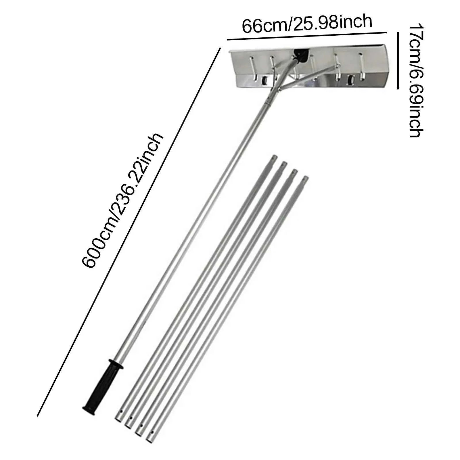Snow Roof Rake with Wheels Durability Premium Time Saving Aluminum Alloy Snow Removal Tool Cleaning Tool for Rooftop Patio Lawn