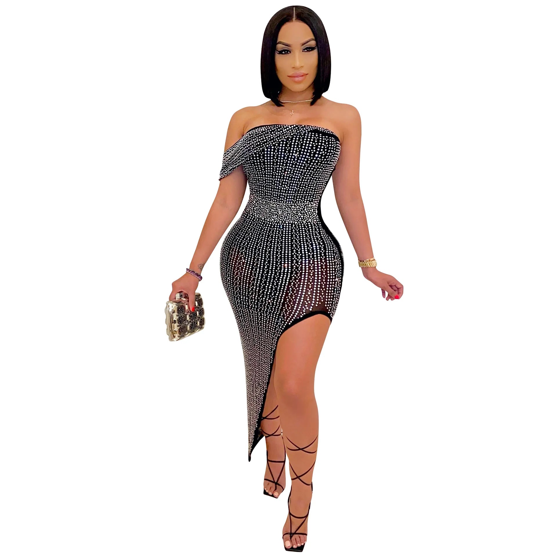 Women's Ruffle Satin Mini Dress – Sleeveless Square Neck Party Dress