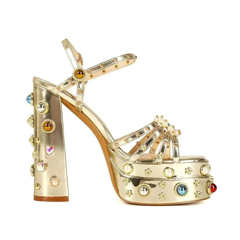 Women's New Summer Sandals Waterproof Platform Thick Bottom Water Diamond Pearl Rivet Flower Satin Open Toe High Heel Large The jack market .AU The jack market .AU Step Up Your Style: Trendy Shoes for Every Occasion! $ 138 14:201496390;200000124:200048359
